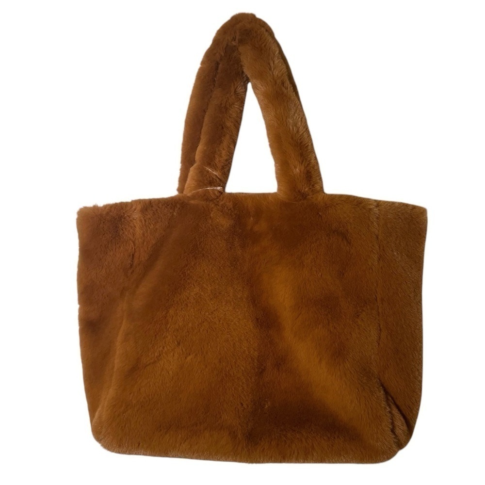 Free People Brown Tan Cozy Commuter Faux Fur Tote Bag NWT